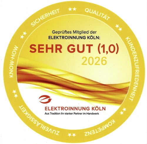 Geprüftes Mitglied der Elektroinnung Köln – Sehr gut 1,0 im Jahr 2026